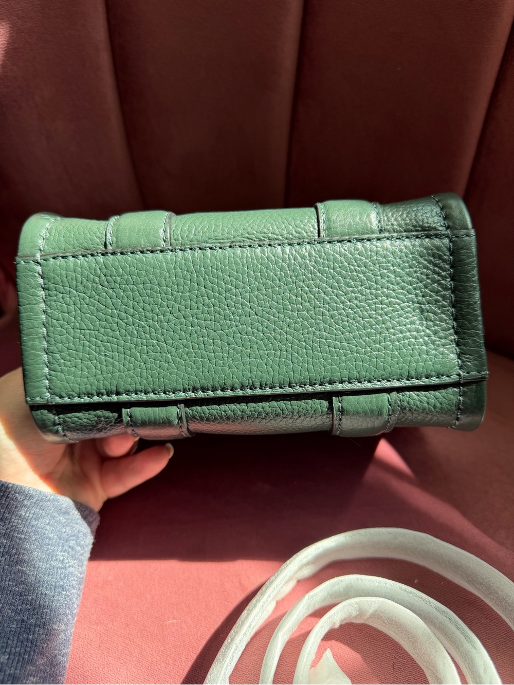 Marc Jacobs Mini Tote Bag in Deep Green Pebbled Leather - Picture 4 of 7